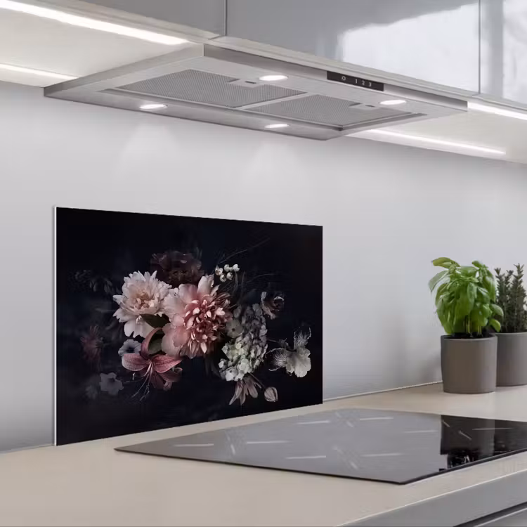 Spatscherm keuken - Nachtelijk Bloemenarrangement — 5
