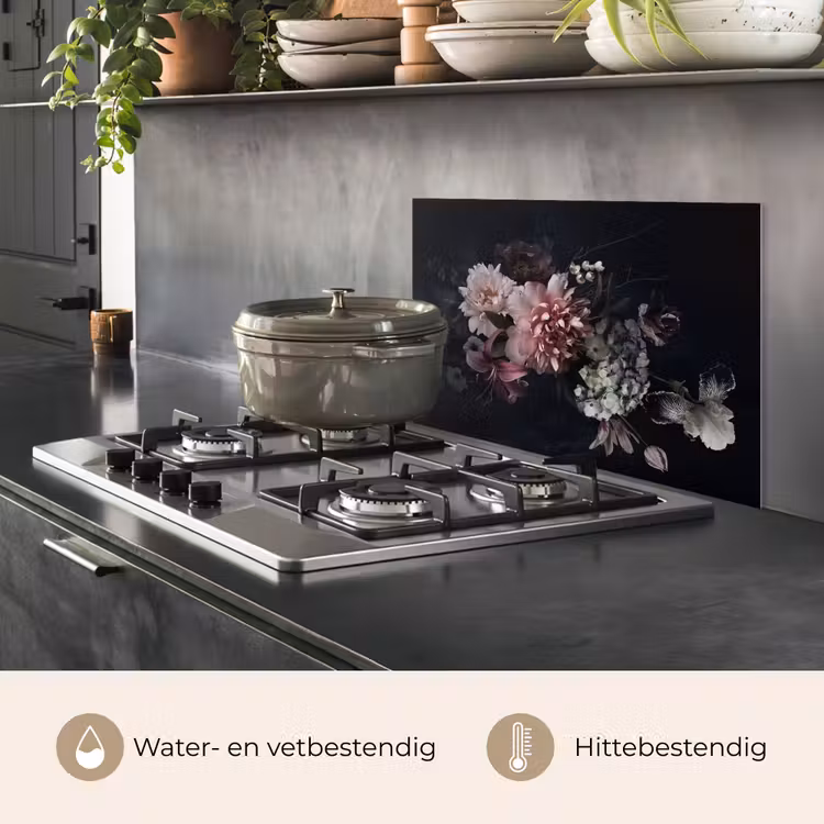Spatscherm keuken - Nachtelijk Bloemenarrangement — 7
