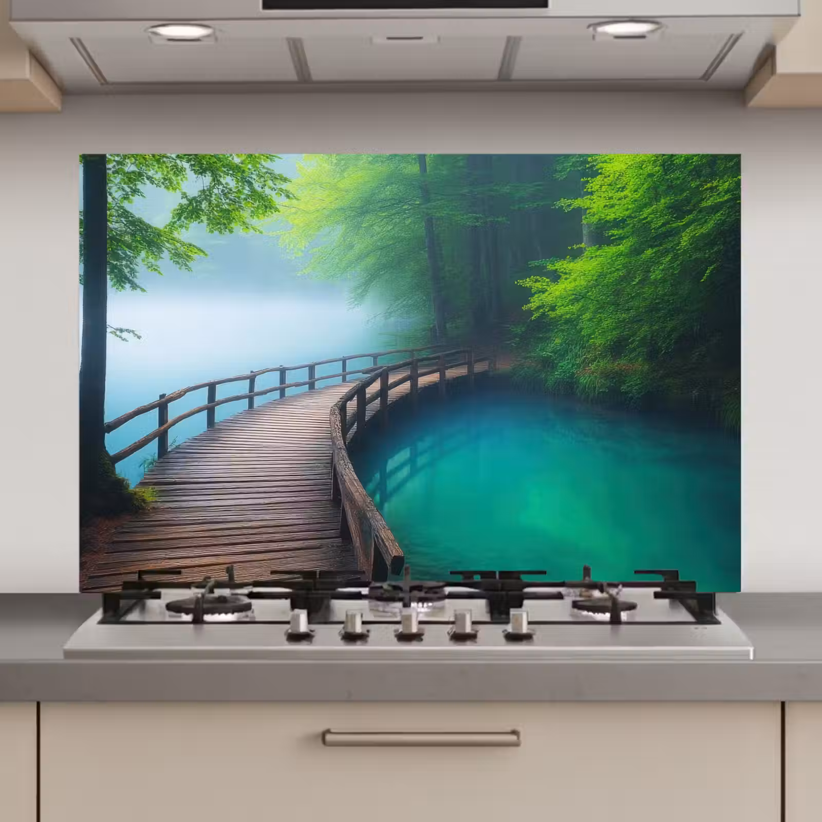 Spatscherm keuken - Brug - Water - Rivier - Bos — 1