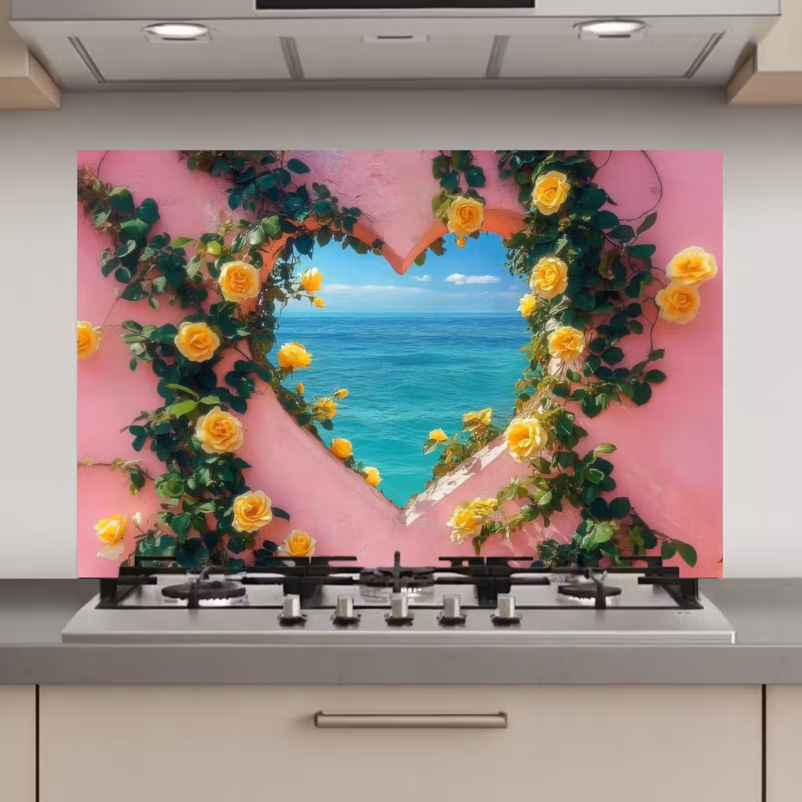 Spatscherm keuken - Hart - Zee - Muur — 1