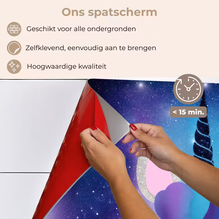 Spatscherm keuken - Eenhoorn - Sterren - Blauw — 3