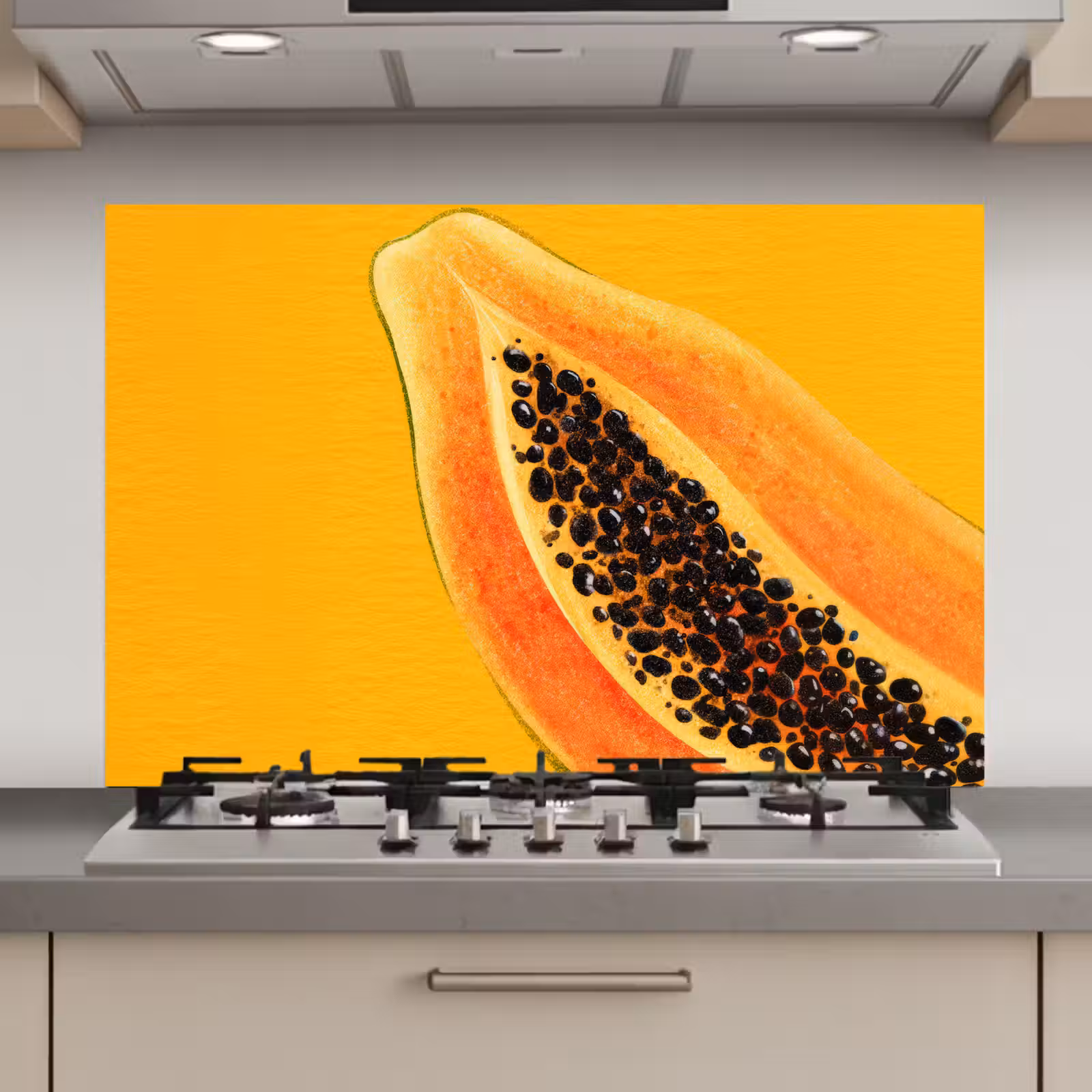Spatscherm keuken - Papaja - Oranje - Topisch — 1