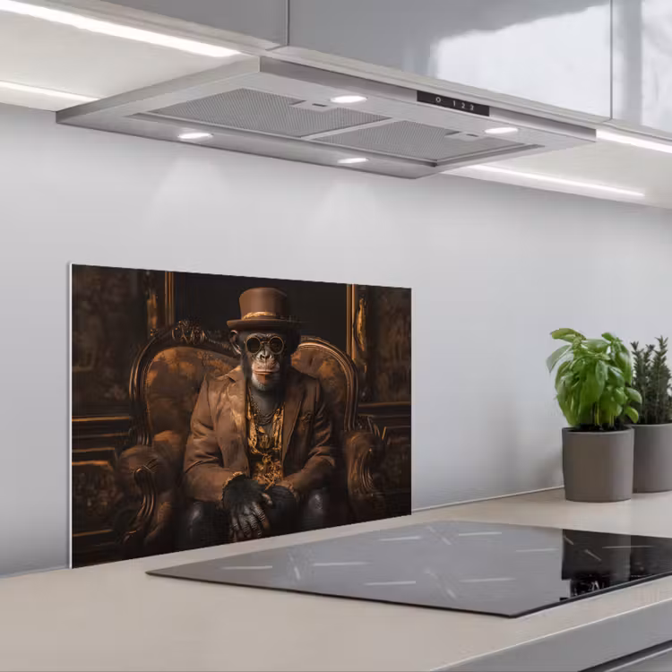 Spatscherm keuken - Chimpansee - Stoel - Pak - Bruin — 5