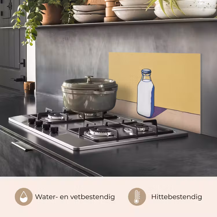 Spatscherm keuken - Glazen - Fles - Illustratie - Melk — 7