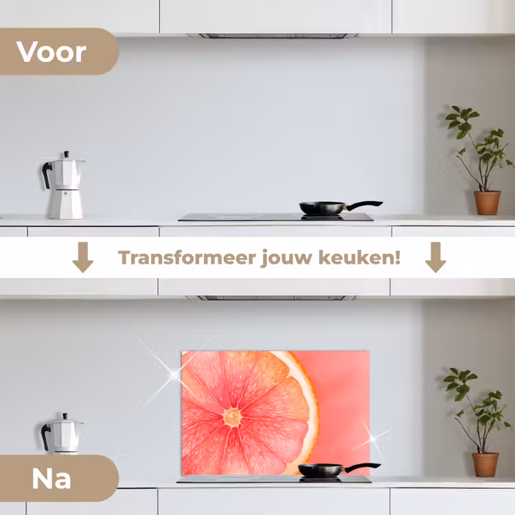 Spatscherm keuken - Grapefruit - Roze - Levendig — 3
