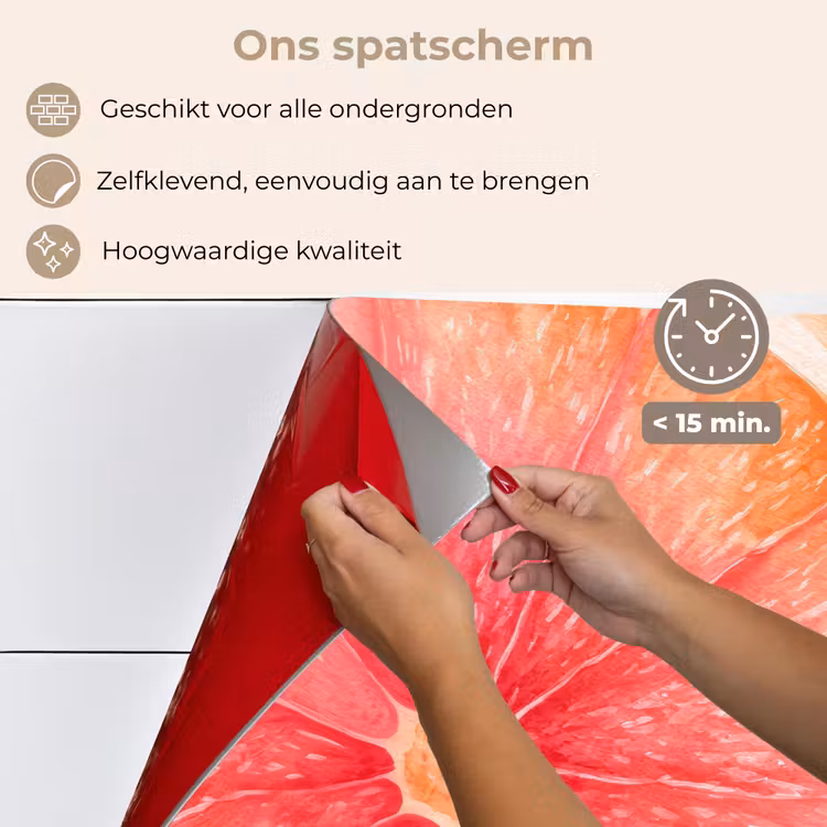 Spatscherm keuken - Grapefruit - Roze - Levendig — 4