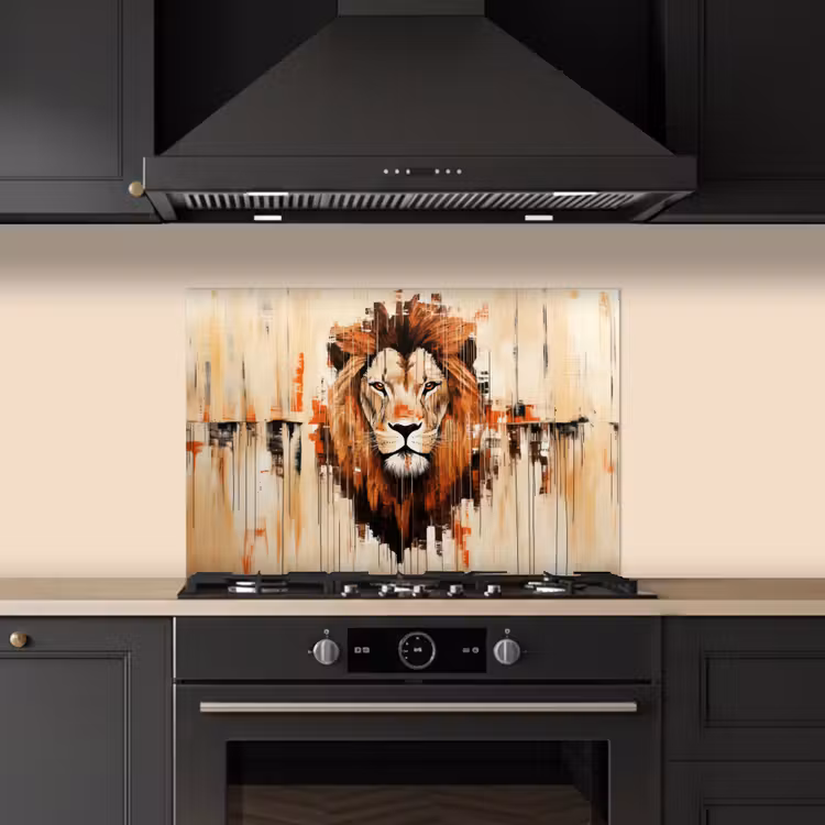 Spatscherm keuken - Leeuwenkop - Lijnen - Crème — 2
