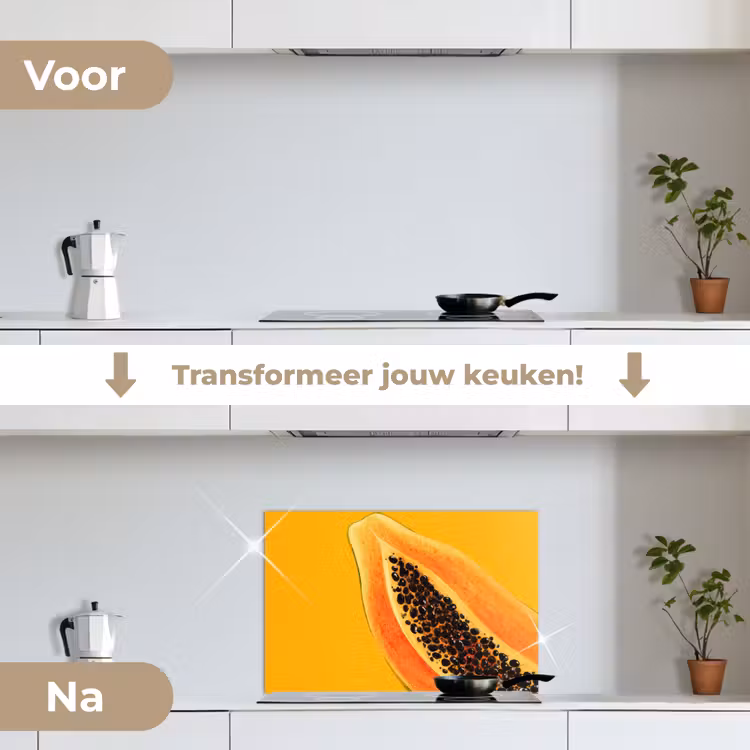 Spatscherm keuken - Papaja - Oranje - Topisch — 3