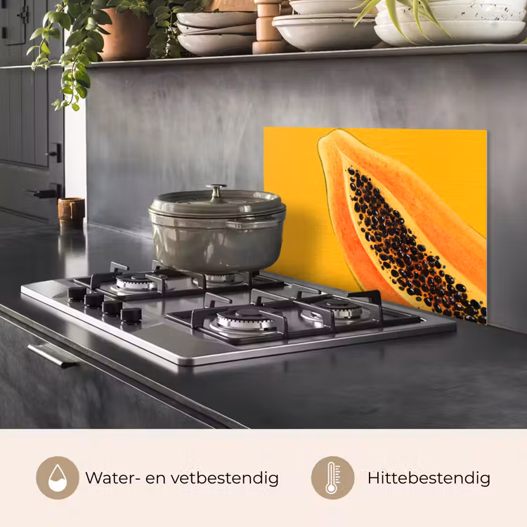 Spatscherm keuken - Papaja - Oranje - Topisch — 7