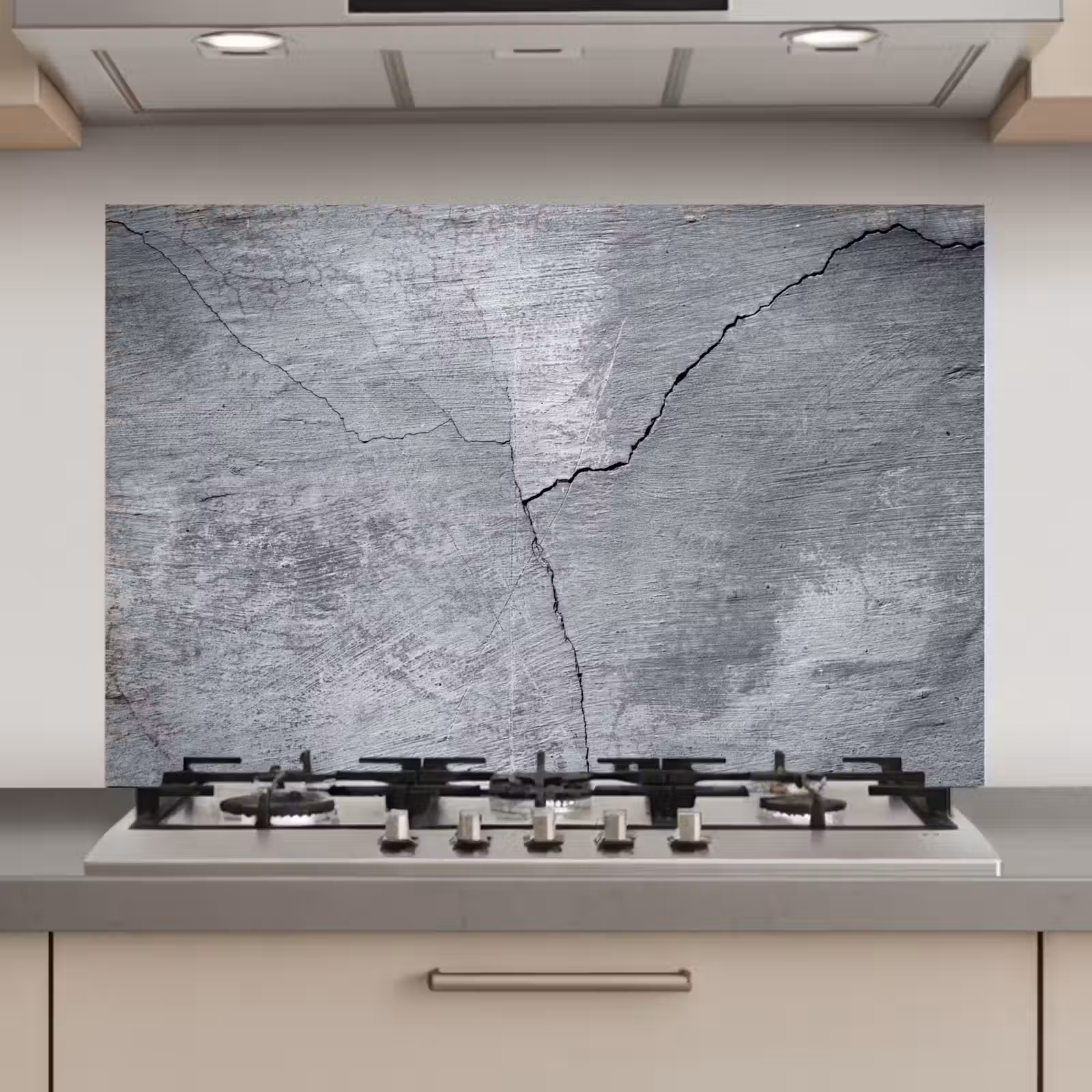 Spatscherm keuken - Beton - Grijs - Scheur — 1
