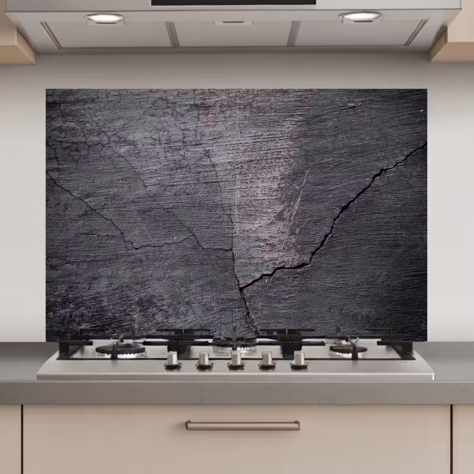 Spatscherm keuken - Beton - Zwart - Scheur — 1