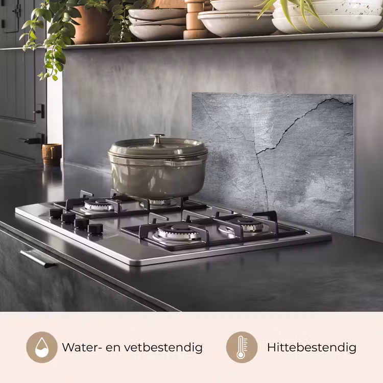 Spatscherm keuken - Beton - Grijs - Scheur — 7