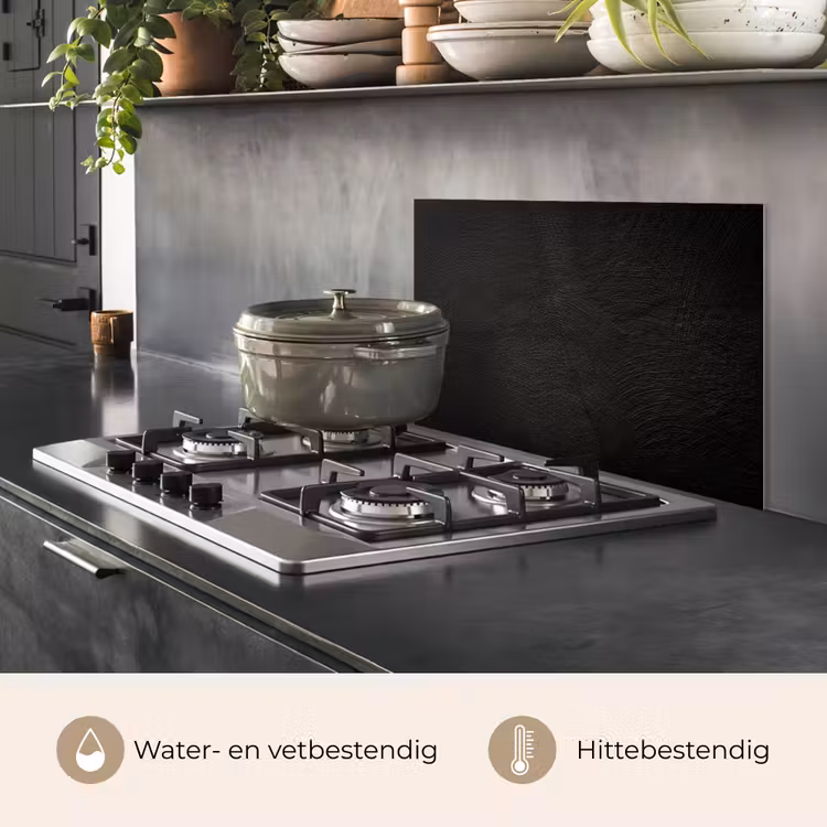 Spatscherm keuken - Beton print - Industrieel - Zwart — 7