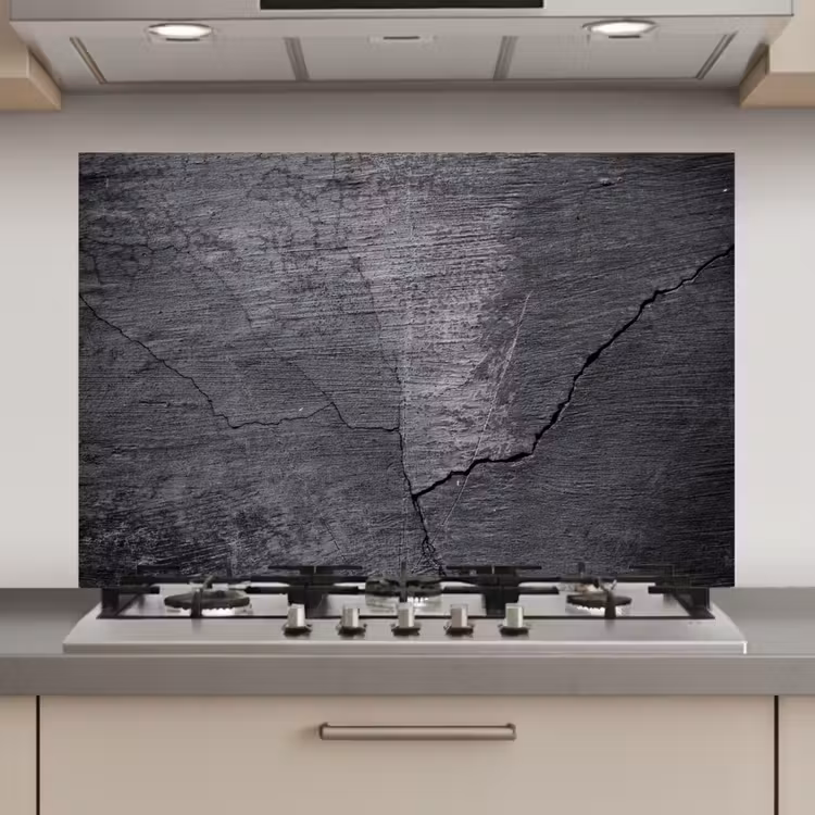 Spatscherm keuken - Beton - Zwart - Scheur — 1