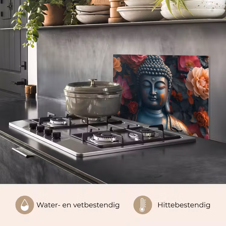 Spatscherm keuken - Boeddha - Bloemen - Buddha - Beeld - Kunst — 7
