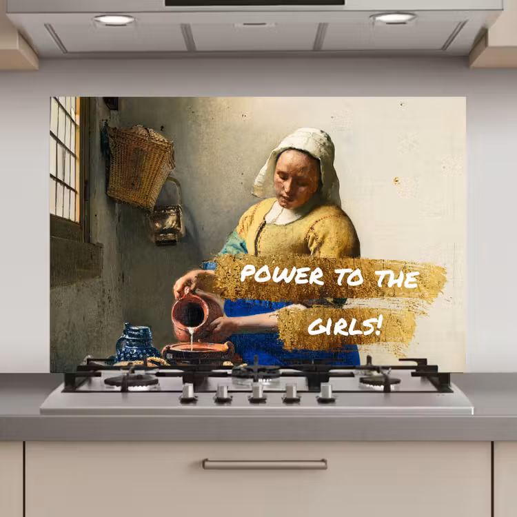 Spatscherm keuken - Melkmeisje - Goud - Quotes - Schilderij - Oude meesters — 1