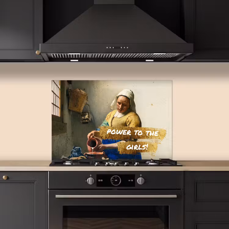 Spatscherm keuken - Melkmeisje - Goud - Quotes - Schilderij - Oude meesters — 2
