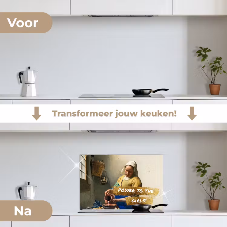 Spatscherm keuken - Melkmeisje - Goud - Quotes - Schilderij - Oude meesters — 3