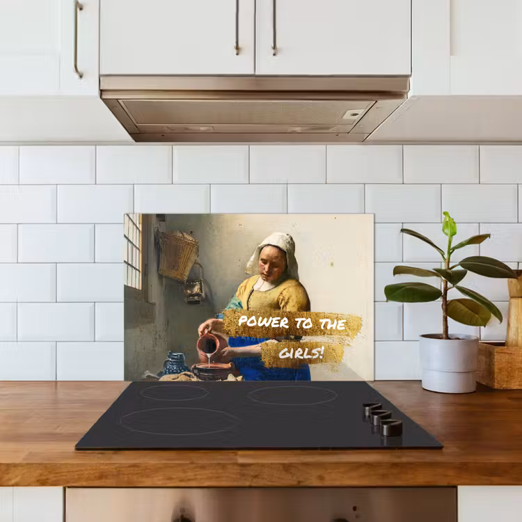Spatscherm keuken - Melkmeisje - Goud - Quotes - Schilderij - Oude meesters — 6