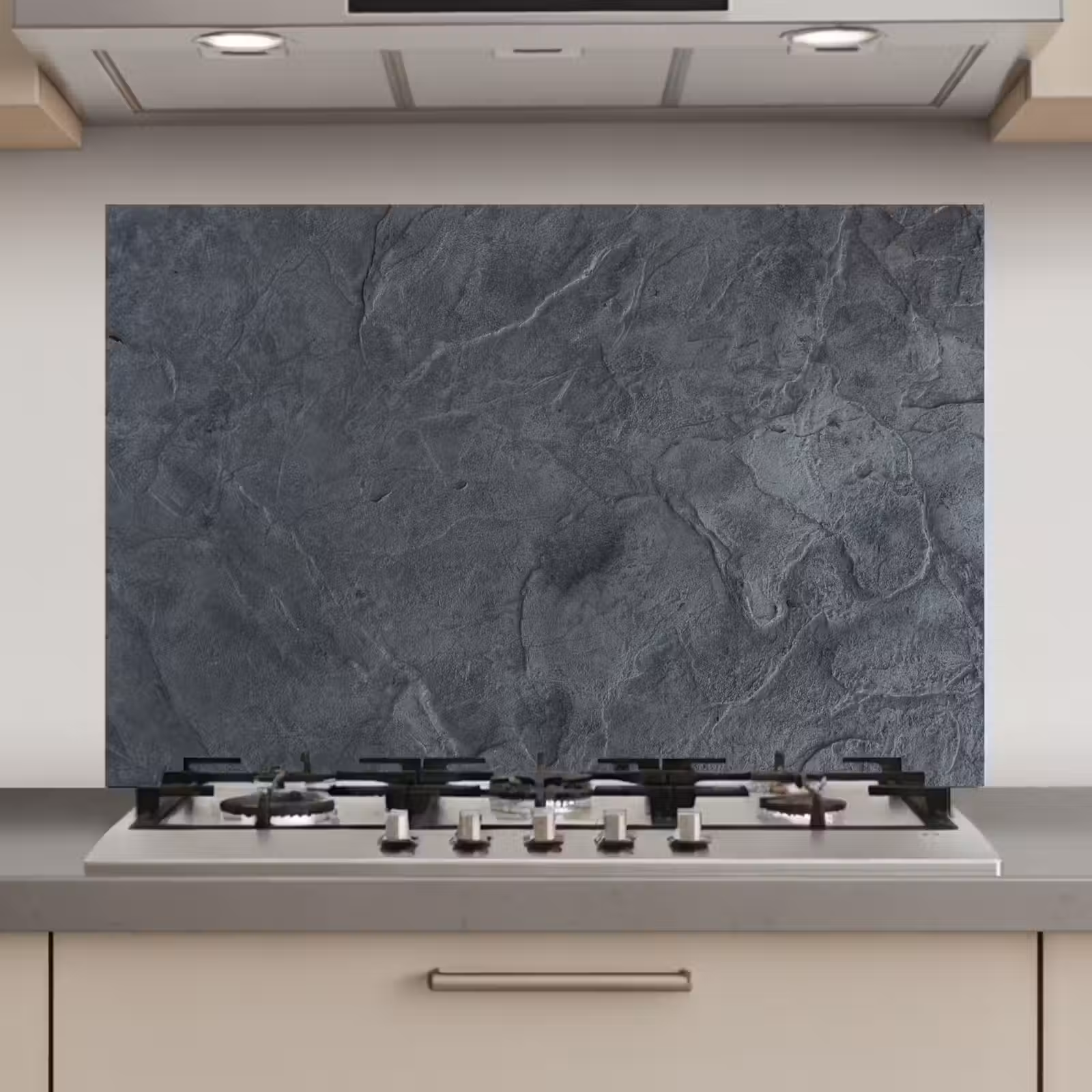 Spatscherm keuken - Grijs - Beton - Leisteen - Structuur - Retro — 1
