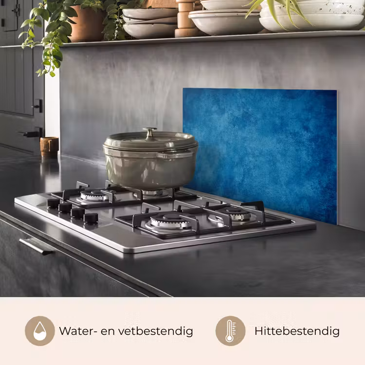 Spatscherm keuken - Beton - Blauw - Vintage - Structuur - Industrieel — 7