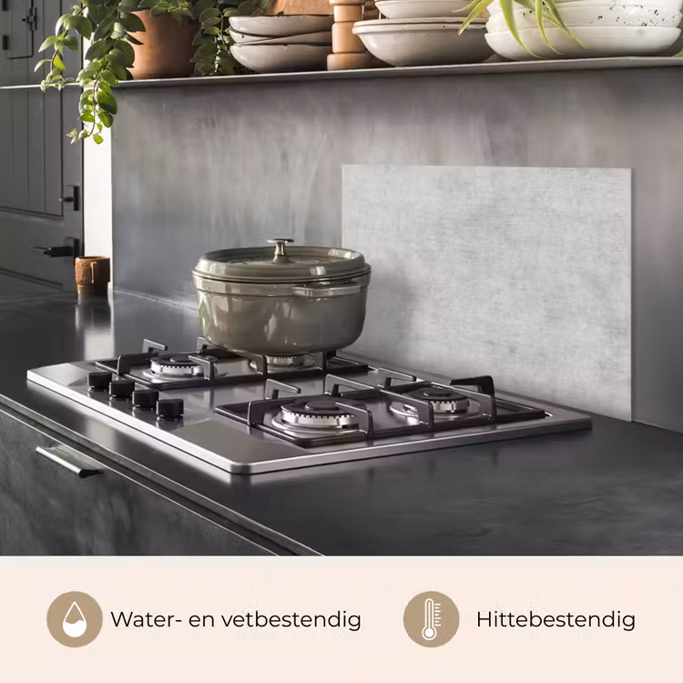 Spatscherm keuken - Beton - Grijs - Industrieel - Patroon — 7