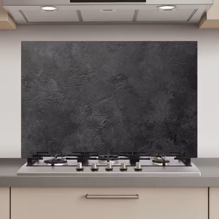 Spatscherm keuken - Beton - Structuur - Industrieel - Zwart - Grijs — 1
