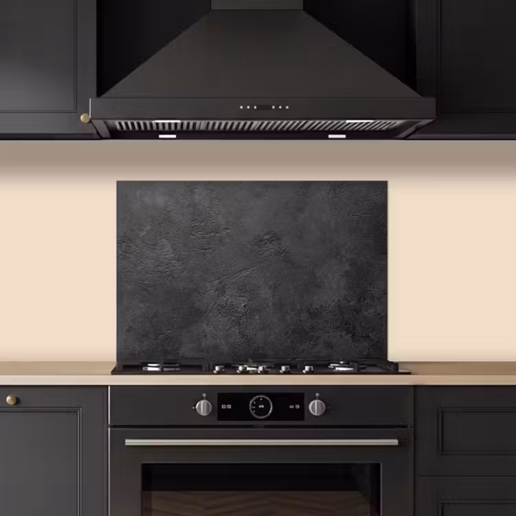 Spatscherm keuken - Beton - Structuur - Industrieel - Zwart - Grijs — 2