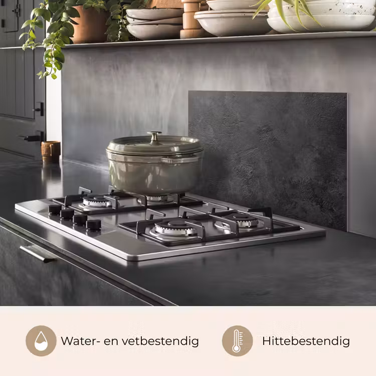 Spatscherm keuken - Beton - Structuur - Industrieel - Zwart - Grijs — 7