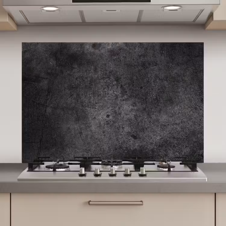 Spatscherm keuken - Beton - Structuur - Retro - Zwart - Grijs - Rustiek — 1