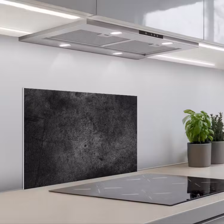 Spatscherm keuken - Beton - Structuur - Retro - Zwart - Grijs - Rustiek — 5