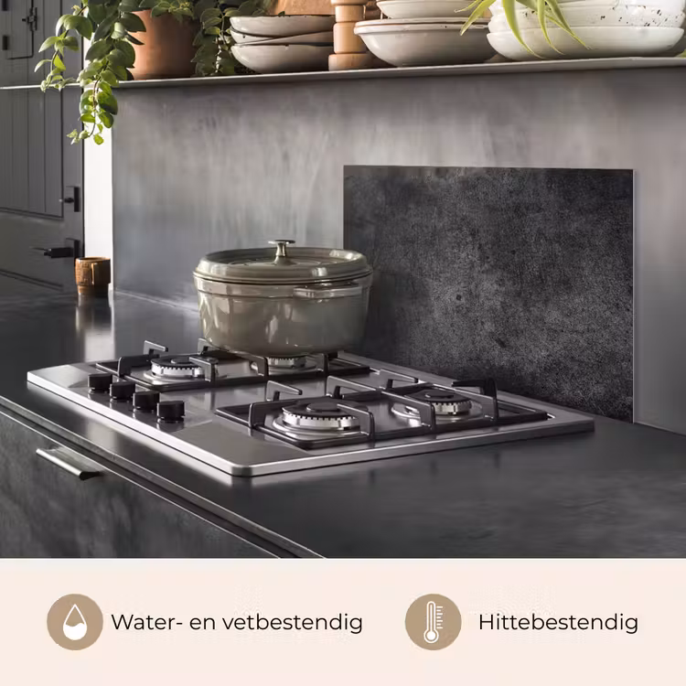 Spatscherm keuken - Beton - Structuur - Retro - Zwart - Grijs - Rustiek — 7