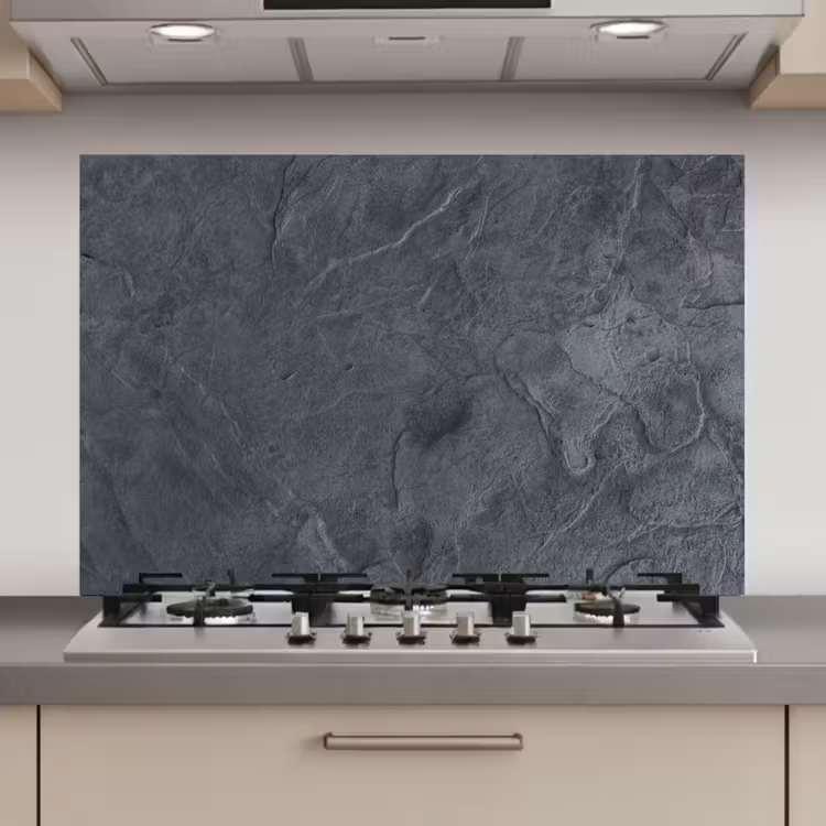 Spatscherm keuken - Grijs - Beton - Leisteen - Structuur - Retro — 1