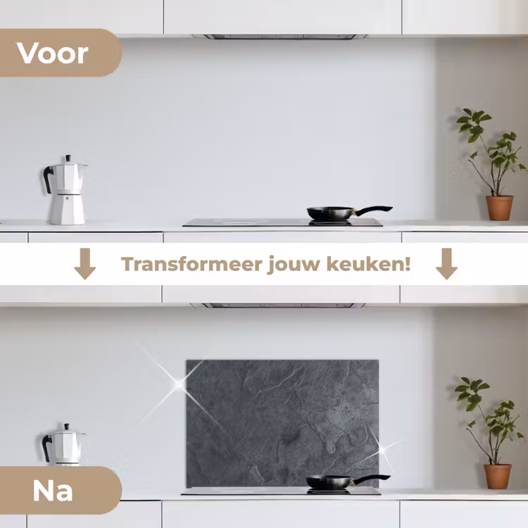 Spatscherm keuken - Grijs - Beton - Leisteen - Structuur - Retro — 3