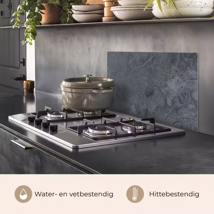 Spatscherm keuken - Grijs - Beton - Leisteen - Structuur - Retro — 7