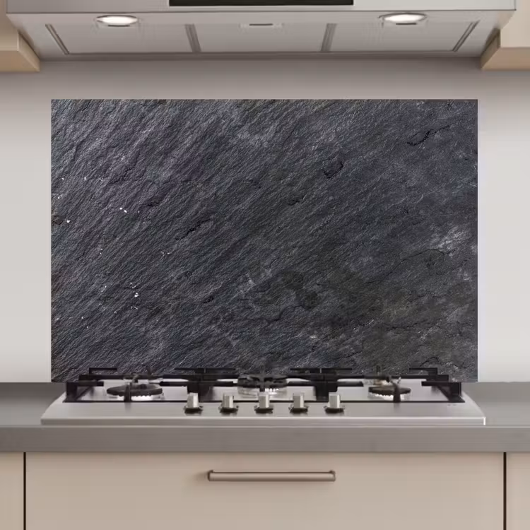 Spatscherm keuken - Natuursteen - Industrieel - Leisteen - Structuur - Grijs — 1