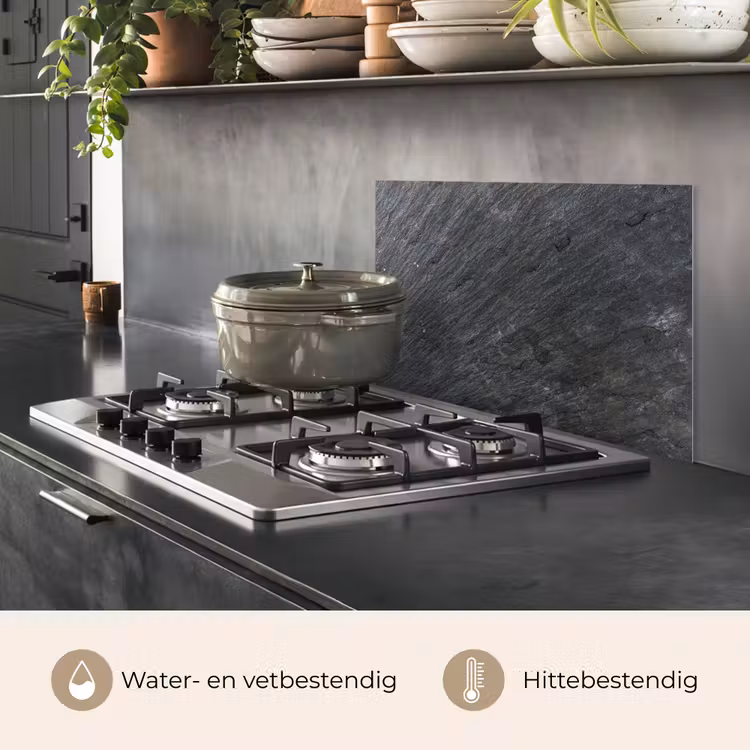 Spatscherm keuken - Natuursteen - Industrieel - Leisteen - Structuur - Grijs — 7