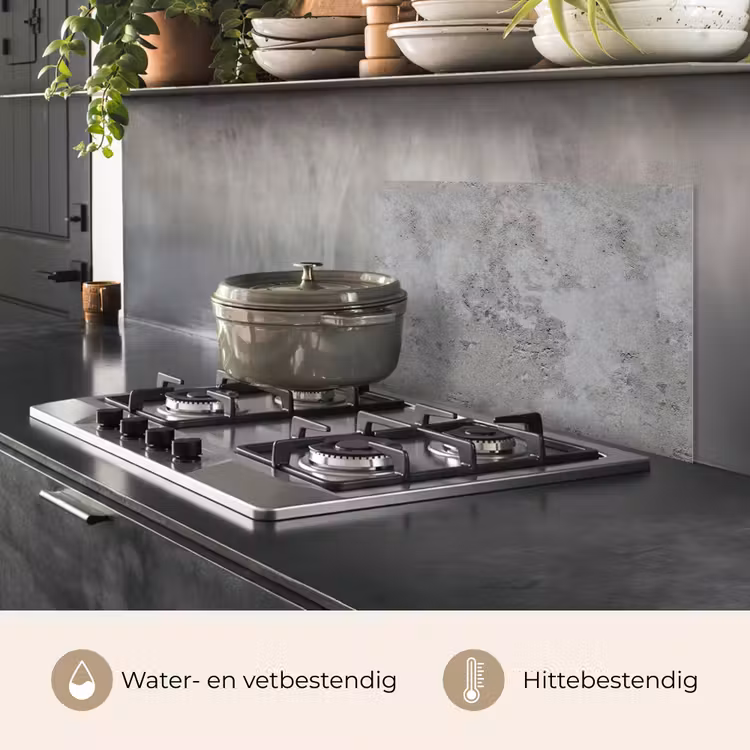 Spatscherm keuken - Patroon - Grijs - Oud - Beton — 7
