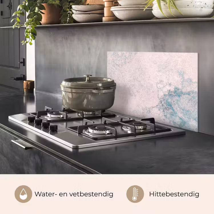 Spatscherm keuken - Cement - Beton - Retro - Industrieel - Wit - Blauw — 7