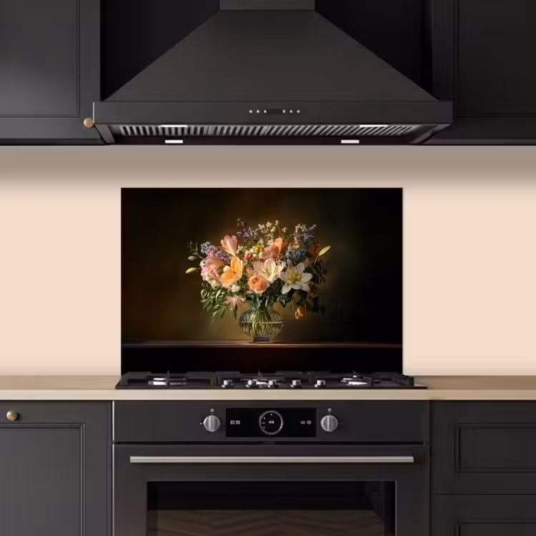 Spatscherm keuken - Glazen - Bloemen - Boeket - Kleuren — 2
