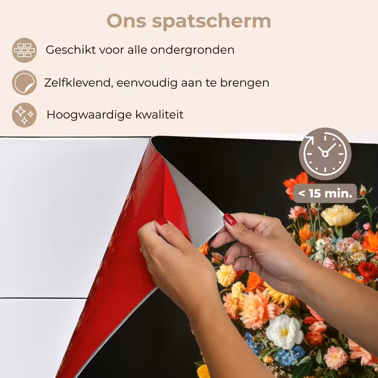 Spatscherm keuken - Goud - Bloemen - Kleuren - Vaas — 4