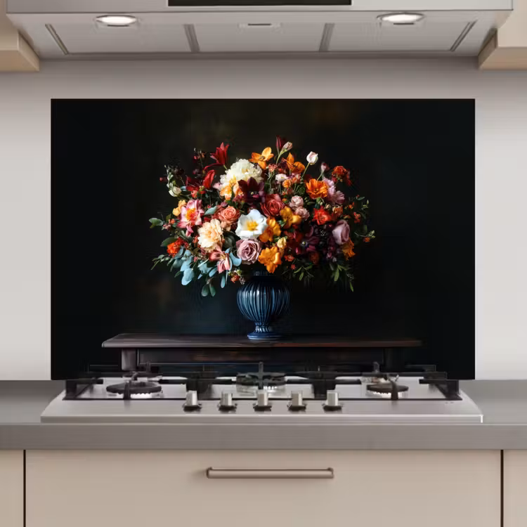 Spatscherm keuken - Groot - Bloemen - Vaas - Boeket — 1