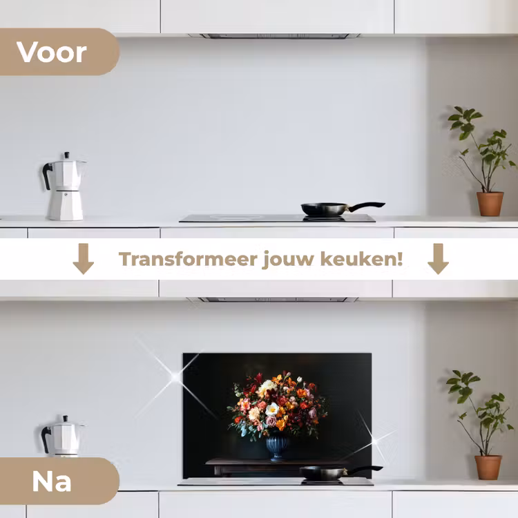Spatscherm keuken - Groot - Bloemen - Vaas - Boeket — 3