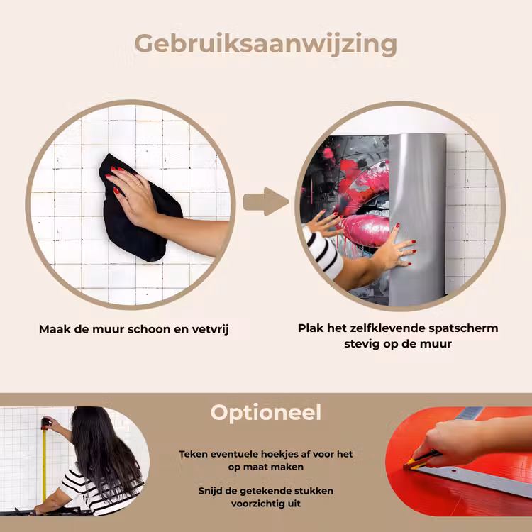 Spatscherm keuken - Lippen - Felroze - Graffiti - Verfstrepen — 8