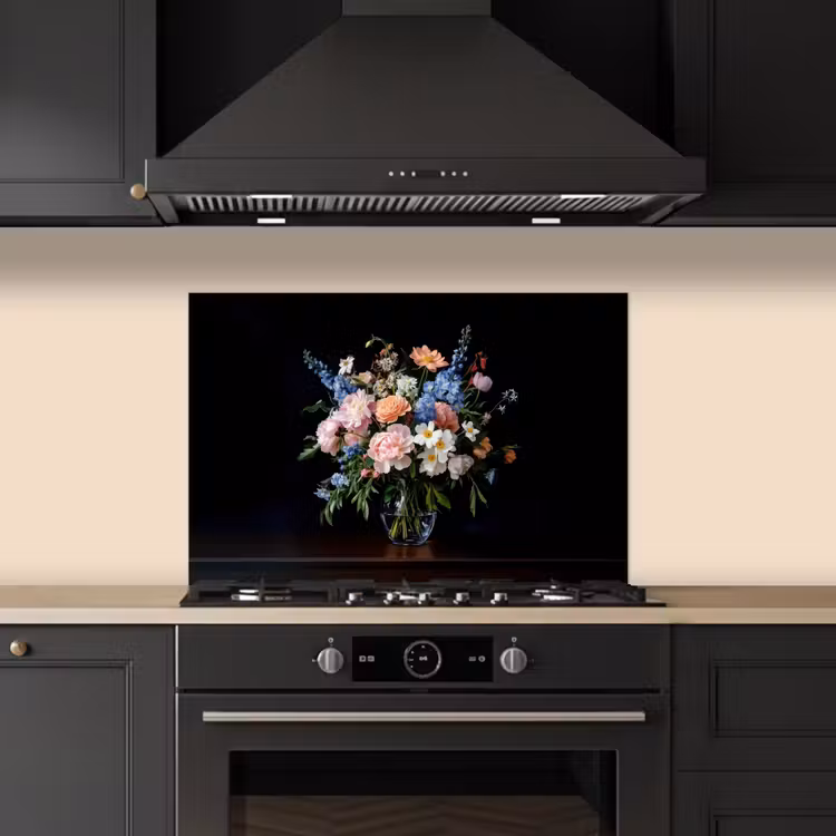 Spatscherm keuken - Pastel - Bloemen - Glazen - Vaas — 2