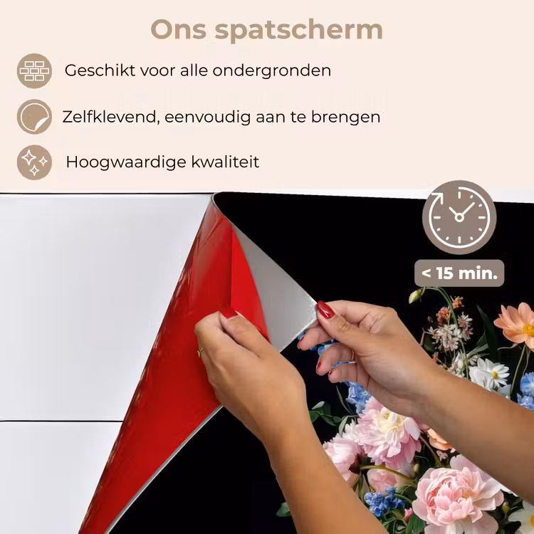 Spatscherm keuken - Pastel - Bloemen - Glazen - Vaas — 4
