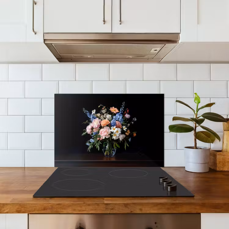 Spatscherm keuken - Pastel - Bloemen - Glazen - Vaas — 6