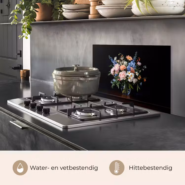 Spatscherm keuken - Pastel - Bloemen - Glazen - Vaas — 7