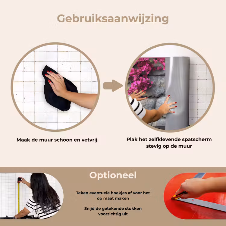 Spatscherm keuken - Bougainvillea - Stenen Muur - Roze — 7