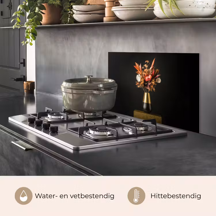 Spatscherm keuken - Exotisch - Boeket - Vaas - Goud — 7